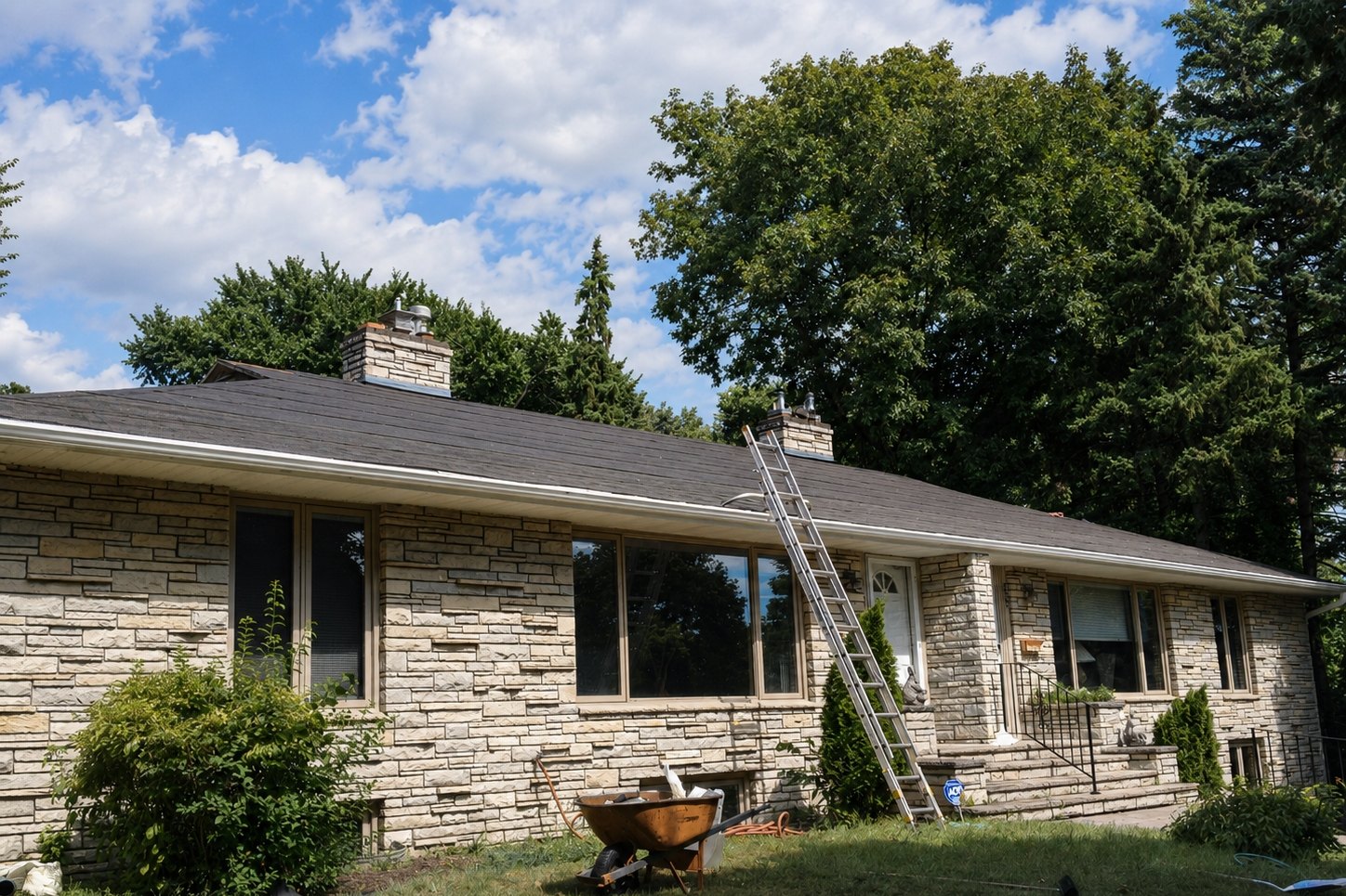 Rambler with a newly shingled roof