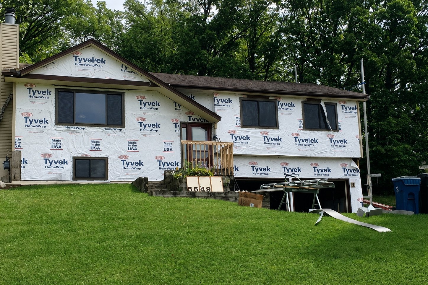 House wrap applied to a home before new siding goes on