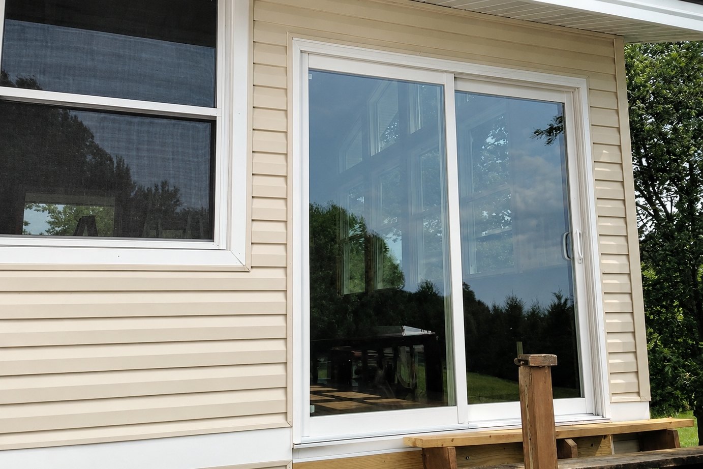 White slider window after installation