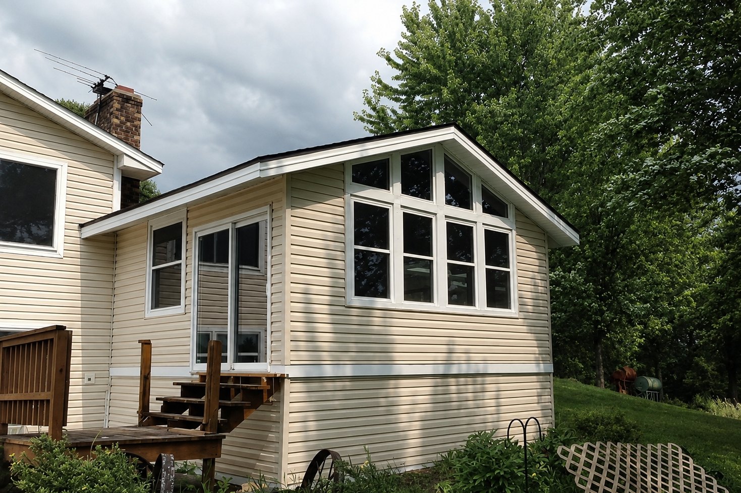 Three-season room lined with new windows